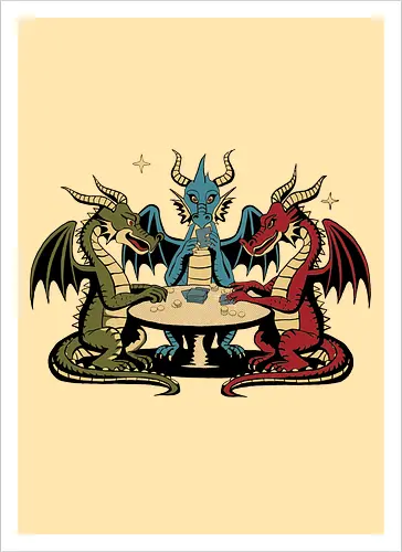 Dragons playing cards