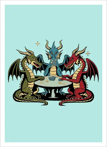 Dragons playing cards