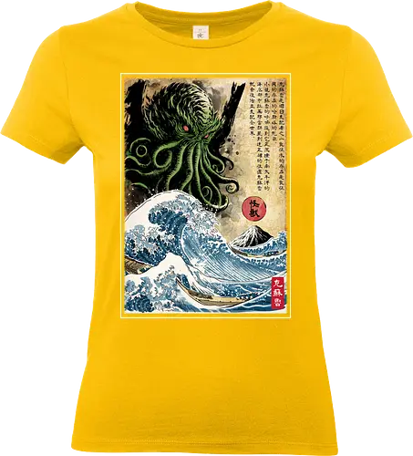 Great Cthulhu in Japan woodblock - novels, octopus, japanese art, cthulhu, lovecraft - Standard T-Shirt (Women)