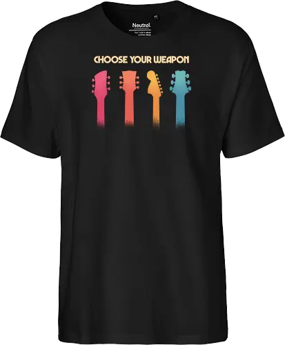 Choose your Weapon - Guitar Music Edition  - guitar, band, electric guitar, guitar lover, guitar player, guitarist, metal, music, music enthusiast, musician, retro, rock, rock and roll, vintage, rock band - Fairtrade T-Shirt