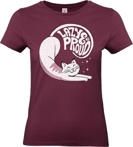 Lazy y Proud Cats - relaxed cat, cat pride, stretching cat, adorable cat art, funny cat design, chibi style cat, cute lazy cat, lazy pet art, lazy cat, kawaii cat, cute cat stretching, chibi cat, sleepy cat - Standard T-Shirt (Women)