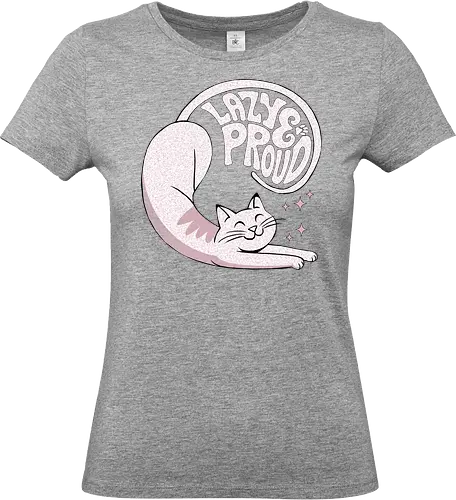 Lazy y Proud Cats - relaxed cat, cat pride, stretching cat, adorable cat art, funny cat design, chibi style cat, cute lazy cat, lazy pet art, lazy cat, kawaii cat, cute cat stretching, chibi cat, sleepy cat - Standard T-Shirt (Women)