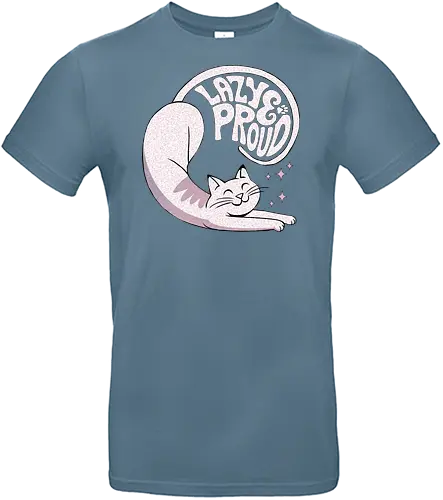 Lazy y Proud Cats - relaxed cat, cat pride, stretching cat, adorable cat art, funny cat design, chibi style cat, cute lazy cat, lazy pet art, lazy cat, kawaii cat, cute cat stretching, chibi cat, sleepy cat - Standard T-Shirt