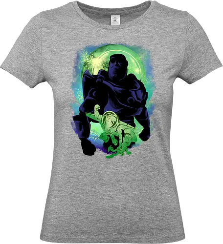 friendship never end - woody, buzz, lightyear, abstract, silhouette, sherif, astronaut, cartoon, bestfriend, valentine, love, care, family, 80s, cool, galaxy, negative space, glow, dramatic, movie, kids, children, childhood, 90s, friendship - Standard T-Shirt (Women)