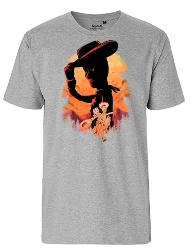 sweet memories - astronaut, cartoon, 80s, cool, galaxy, negative space, glow, dramatic, movie, kids, children, childhood, 90s, friendship, bestfriend, valentine, love, care, family, silhouette, sherif, woody, buzz, lightyear, abstract - Fairtrade T-Shirt