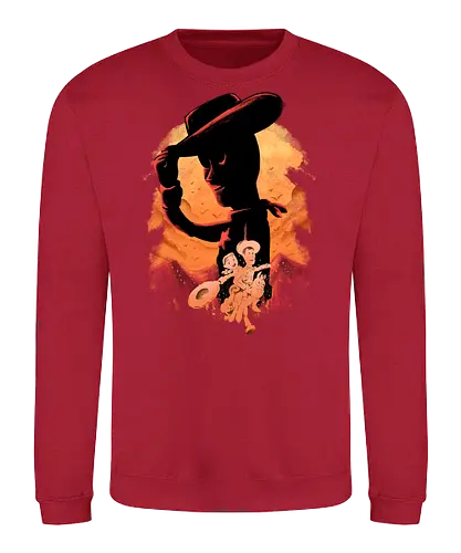 sweet memories - astronaut, cartoon, 80s, cool, galaxy, negative space, glow, dramatic, movie, kids, children, childhood, 90s, friendship, bestfriend, valentine, love, care, family, silhouette, sherif, woody, buzz, lightyear, abstract - Sweatshirt