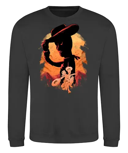 sweet memories - astronaut, cartoon, 80s, cool, galaxy, negative space, glow, dramatic, movie, kids, children, childhood, 90s, friendship, bestfriend, valentine, love, care, family, silhouette, sherif, woody, buzz, lightyear, abstract - Sweatshirt