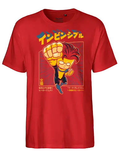 Invincible Chibi - invincible, omni man, grayson, viltrumite, sups, superhero, comic book, comic magazine, cartoon, chibi, cute, anime, japanese, manga, japan - Fairtrade T-Shirt