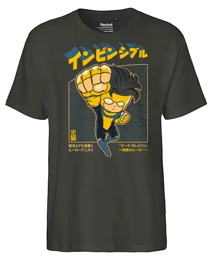 Invincible Chibi - invincible, omni man, grayson, viltrumite, sups, superhero, comic book, comic magazine, cartoon, chibi, cute, anime, japanese, manga, japan - Fairtrade T-Shirt