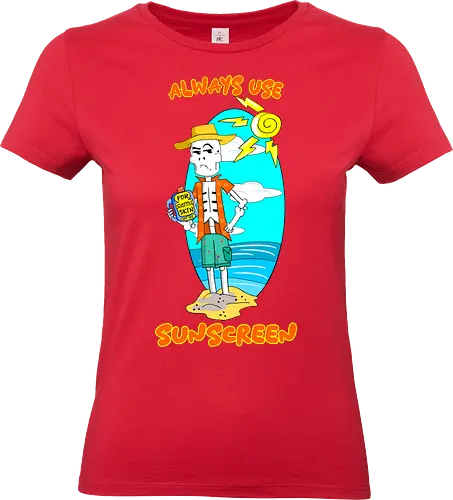 Skeleton's Sunscreen (Sonnencreme für Skelette) - skelett, sonnencreme, strand, sommer, lustig, humor, cartoon, kawaii, sonne, sonnenschutz, schatten, totenschädel, halloween, schwarzer humor, spaß, urlaub, heiß, sonnenbrand, gruselig, witzig - Standard T-Shirt (Women)
