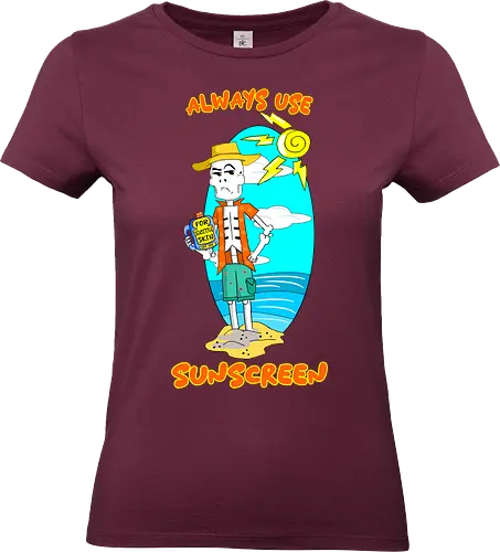 Skeleton's Sunscreen (Sonnencreme für Skelette) - skelett, sonnencreme, strand, sommer, lustig, humor, cartoon, kawaii, sonne, sonnenschutz, schatten, totenschädel, halloween, schwarzer humor, spaß, urlaub, heiß, sonnenbrand, gruselig, witzig - Standard T-Shirt (Women)