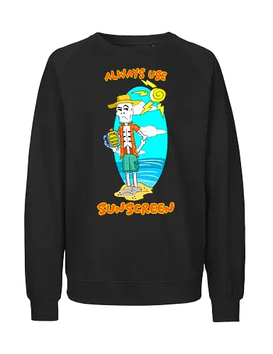 Skeleton's Sunscreen (Sonnencreme für Skelette) - skelett, sonnencreme, strand, sommer, lustig, humor, cartoon, kawaii, sonne, sonnenschutz, schatten, totenschädel, halloween, schwarzer humor, spaß, urlaub, heiß, sonnenbrand, gruselig, witzig - Fairtrade Sweatshirt