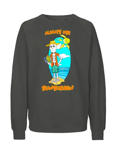 Skeleton's Sunscreen (Sonnencreme für Skelette) - skelett, sonnencreme, strand, sommer, lustig, humor, cartoon, kawaii, sonne, sonnenschutz, schatten, totenschädel, halloween, schwarzer humor, spaß, urlaub, heiß, sonnenbrand, gruselig, witzig - Fairtrade Sweatshirt