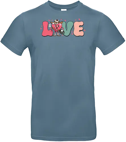 LOVE - cartoon, heart, cowboy, love, whimsical, character, text, design, playful - Standard T-Shirt