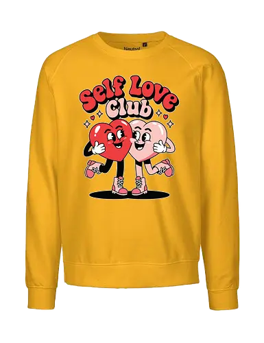 Self Love Club - self love, cartoon, hearts, love, friendship, stars, playful, cheerful, graphic, design - Fairtrade Sweatshirt