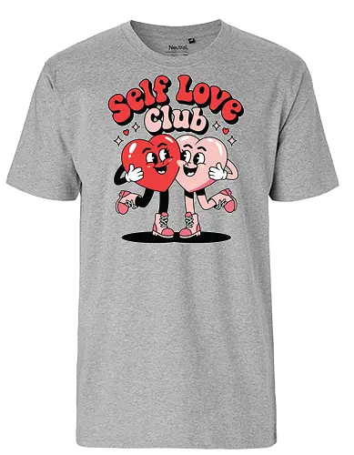 Self Love Club - self love, cartoon, hearts, love, friendship, stars, playful, cheerful, graphic, design - Fairtrade T-Shirt