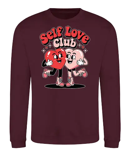 Self Love Club - self love, cartoon, hearts, love, friendship, stars, playful, cheerful, graphic, design - Sweatshirt