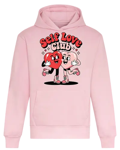 Self Love Club - self love, cartoon, hearts, love, friendship, stars, playful, cheerful, graphic, design - Heavyweight Hoodie