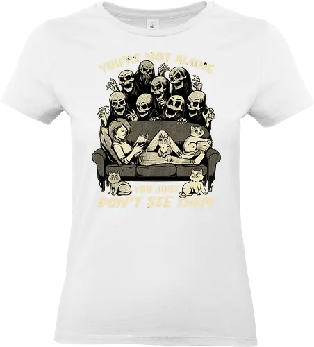 Ghosts and Cats Everywhere - Ghosts, cat, pet, Cats, cute, fun, funny, cosmic horror, horror, ghost, stories, dead, spirits, zombies, book, bookworm, books, relax, scary, creepy, scared, evil - Standard T-Shirt (Women)