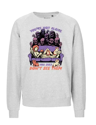 Ghosts and Cats Everywhere - Colored - Ghosts, cat, pet, Cats, cute, fun, funny, cosmic horror, horror, ghost, stories, dead, spirits, zombies, book, bookworm, books, relax, scary, creepy, scared, evil - Fairtrade Sweatshirt