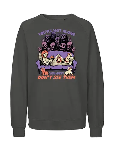Ghosts and Cats Everywhere - Colored - Ghosts, cat, pet, Cats, cute, fun, funny, cosmic horror, horror, ghost, stories, dead, spirits, zombies, book, bookworm, books, relax, scary, creepy, scared, evil - Fairtrade Sweatshirt
