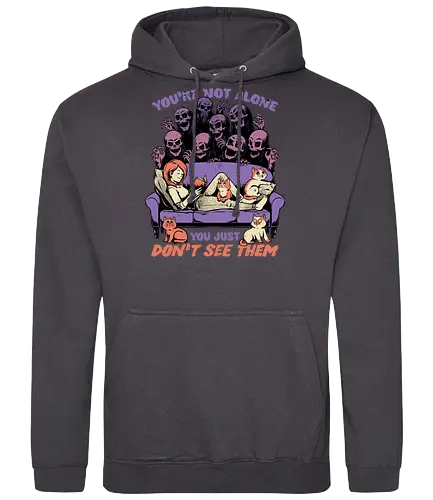 Ghosts and Cats Everywhere - Colored - Ghosts, cat, pet, Cats, cute, fun, funny, cosmic horror, horror, ghost, stories, dead, spirits, zombies, book, bookworm, books, relax, scary, creepy, scared, evil - Standard Hoodie