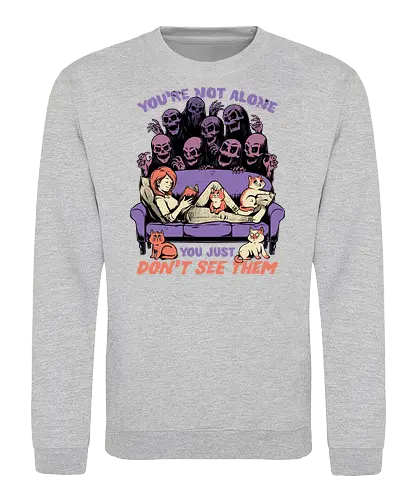 Ghosts and Cats Everywhere - Colored - Ghosts, cat, pet, Cats, cute, fun, funny, cosmic horror, horror, ghost, stories, dead, spirits, zombies, book, bookworm, books, relax, scary, creepy, scared, evil - Sweatshirt