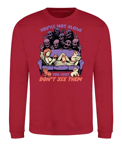 Ghosts and Cats Everywhere - Colored - Ghosts, cat, pet, Cats, cute, fun, funny, cosmic horror, horror, ghost, stories, dead, spirits, zombies, book, bookworm, books, relax, scary, creepy, scared, evil - Sweatshirt