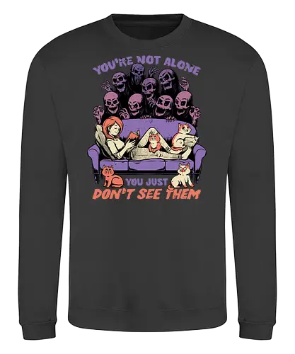Ghosts and Cats Everywhere - Colored - Ghosts, cat, pet, Cats, cute, fun, funny, cosmic horror, horror, ghost, stories, dead, spirits, zombies, book, bookworm, books, relax, scary, creepy, scared, evil - Sweatshirt