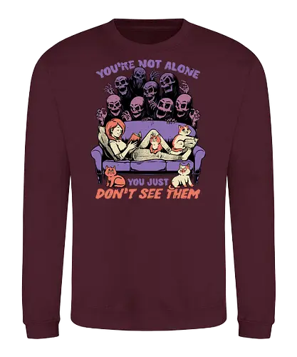 Ghosts and Cats Everywhere - Colored - Ghosts, cat, pet, Cats, cute, fun, funny, cosmic horror, horror, ghost, stories, dead, spirits, zombies, book, bookworm, books, relax, scary, creepy, scared, evil - Sweatshirt