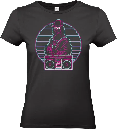 Retro Mona Lisa - mona lisa, leonardo da vinci, da vinci, renaissance, davinci, leonardo, 1980s, retro, 80s, the 80s, retrowave, sunset, boom box, 1980 - Standard T-Shirt (Women)