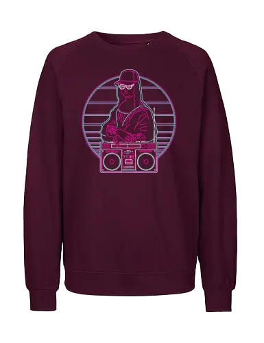 Retro Mona Lisa - mona lisa, leonardo da vinci, da vinci, renaissance, davinci, leonardo, 1980s, retro, 80s, the 80s, retrowave, sunset, boom box, 1980 - Fairtrade Sweatshirt