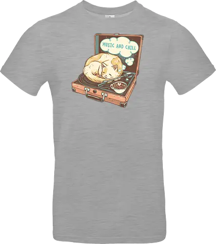 Music and Chill Cat - Music, cat, cats, relax, chill, cute, coffee, classic, retro - Standard T-Shirt