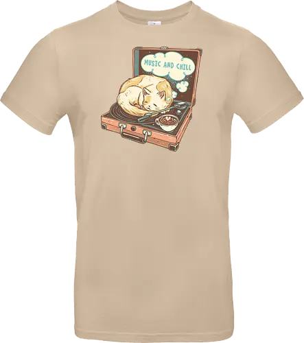 Music and Chill Cat - Music, cat, cats, relax, chill, cute, coffee, classic, retro - Standard T-Shirt