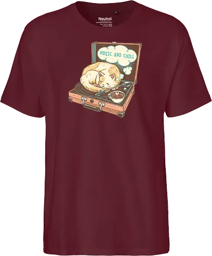 Music and Chill Cat - Music, cat, cats, relax, chill, cute, coffee, classic, retro - Fairtrade T-Shirt