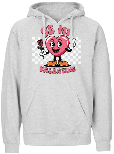 Be My Valentine - heart, cartoon, valentine, rose, love, checkered, peace sign, maroon, playful, bold - Fairtrade Hoodie