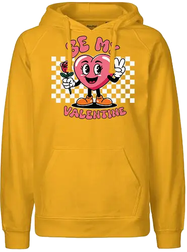 Be My Valentine - heart, cartoon, valentine, rose, love, checkered, peace sign, maroon, playful, bold - Fairtrade Hoodie