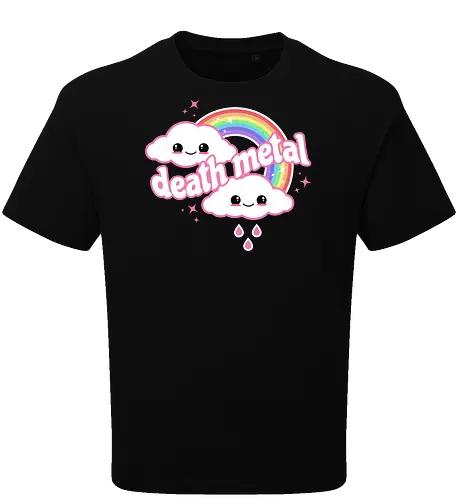 Death Metal Rainbow - death metal, rainbow, clouds, kawaii, death metal rainbow, cute, rain, funny - Oversize T-Shirt