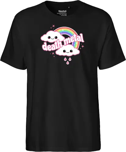 Death Metal Rainbow - death metal, rainbow, clouds, kawaii, death metal rainbow, cute, rain, funny - Fairtrade T-Shirt