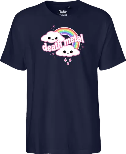 Death Metal Rainbow - death metal, rainbow, clouds, kawaii, death metal rainbow, cute, rain, funny - Fairtrade T-Shirt