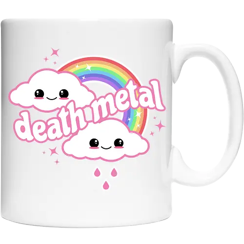 Death Metal Rainbow - death metal, rainbow, clouds, kawaii, death metal rainbow, cute, rain, funny - Cup