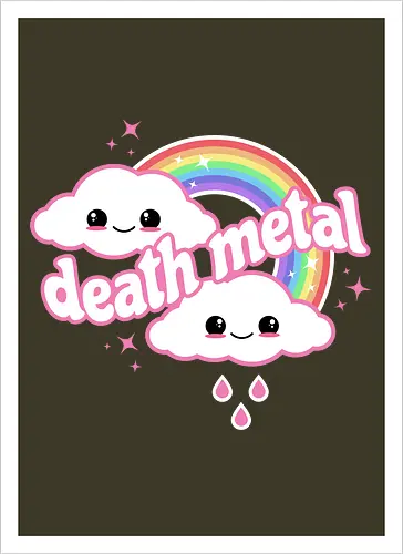 Death Metal Rainbow - death metal, rainbow, clouds, kawaii, death metal rainbow, cute, rain, funny - Artprint
