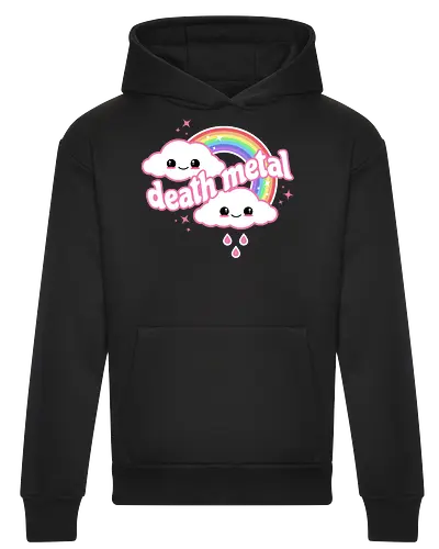 Death Metal Rainbow - death metal, rainbow, clouds, kawaii, death metal rainbow, cute, rain, funny - Heavyweight Hoodie