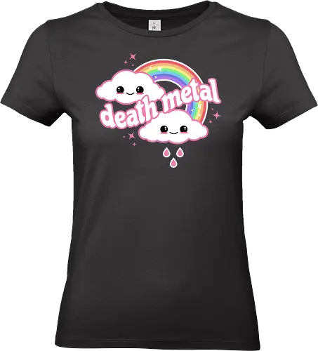Death Metal Rainbow - death metal, rainbow, clouds, kawaii, death metal rainbow, cute, rain, funny - Standard T-Shirt (Women)