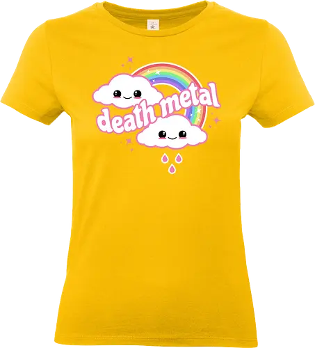 Death Metal Rainbow - death metal, rainbow, clouds, kawaii, death metal rainbow, cute, rain, funny - Standard T-Shirt (Women)