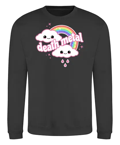 Death Metal Rainbow - death metal, rainbow, clouds, kawaii, death metal rainbow, cute, rain, funny - Sweatshirt