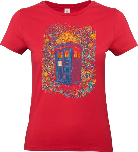 Starry blue box-remix - Doctor, Van Gogh, painting, whovian, tardis, scifi, tv show, who, pop culture, cult tv - Standard T-Shirt (Women)