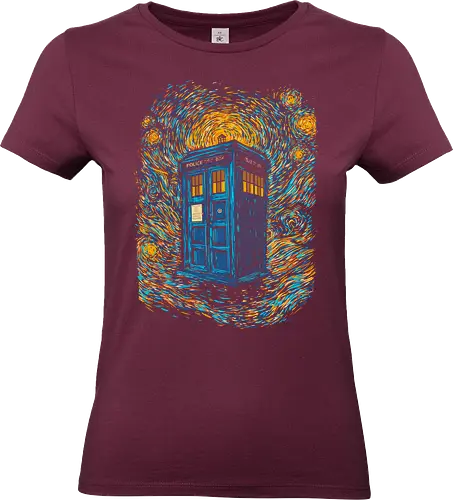 Starry blue box-remix - Doctor, Van Gogh, painting, whovian, tardis, scifi, tv show, who, pop culture, cult tv - Standard T-Shirt (Women)