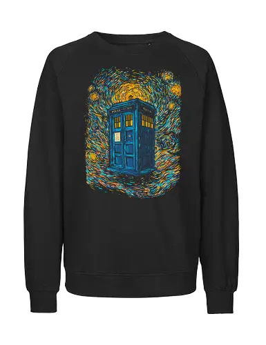 Starry blue box-remix - Doctor, Van Gogh, painting, whovian, tardis, scifi, tv show, who, pop culture, cult tv - Fairtrade Sweatshirt