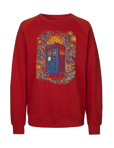 Starry blue box-remix - Doctor, Van Gogh, painting, whovian, tardis, scifi, tv show, who, pop culture, cult tv - Fairtrade Sweatshirt